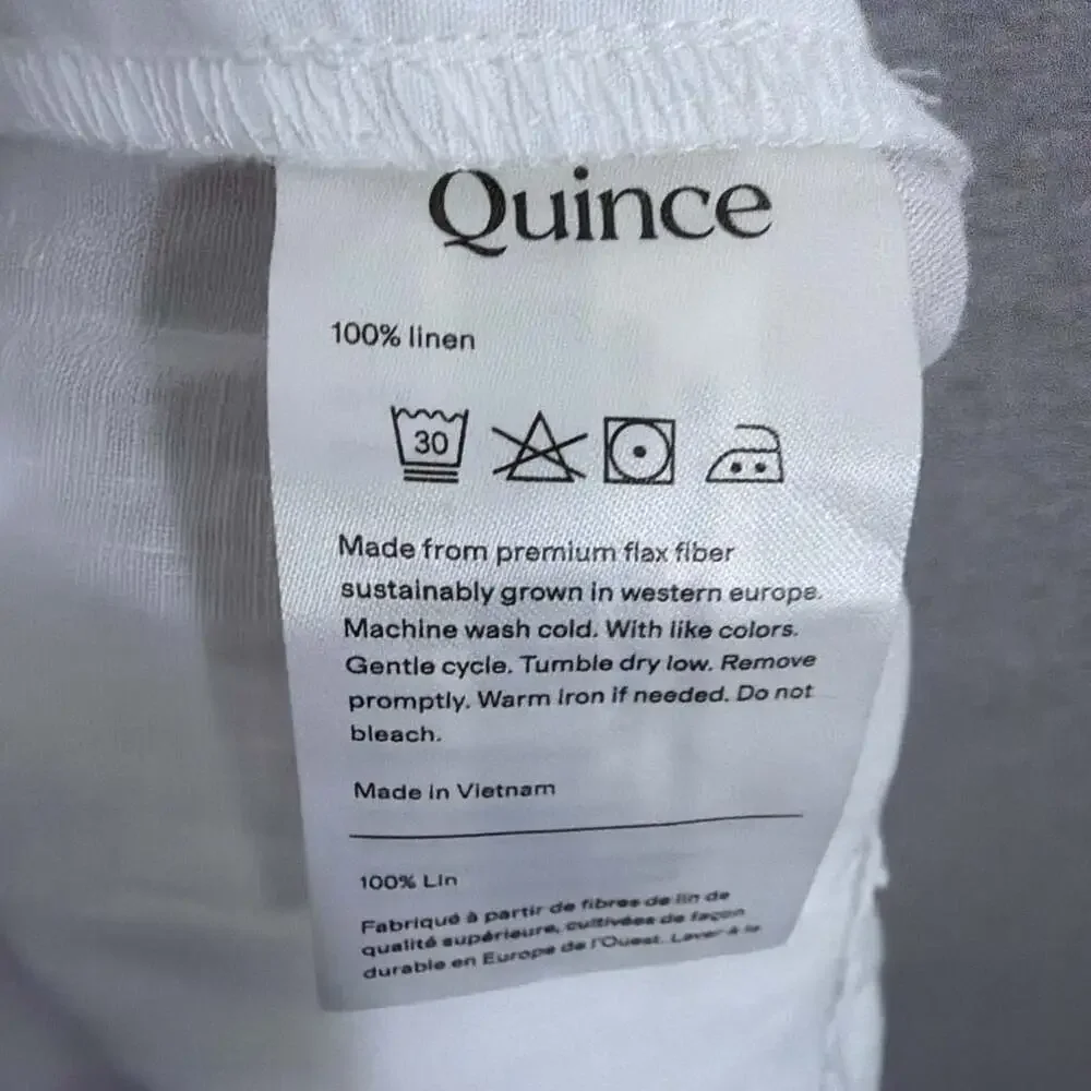 Quince Women's Size XS White European Linen Pants E-Waist Pull On
